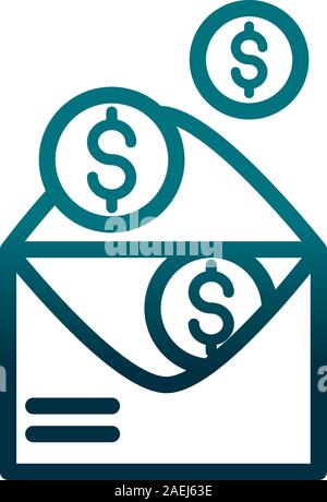 economy business envelope with coins money vector illustration gradient line Stock Vector