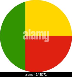 Benin round flag vector illustration. Perfect for sticker, sign, symbol, badge, glossy, icon, emblem etc. Stock Vector