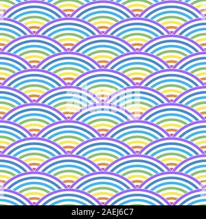 Color  line wave on a white background. Seamless pattern . Color vector illustration. Stock Vector