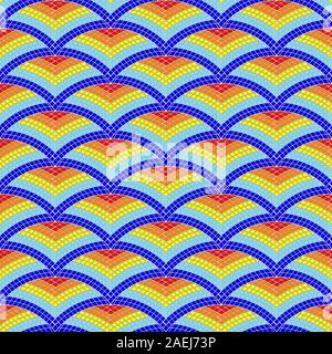 Rainbow mosaic in the shape of a dome. Seamless pattern . Color vector illustration. Stock Vector