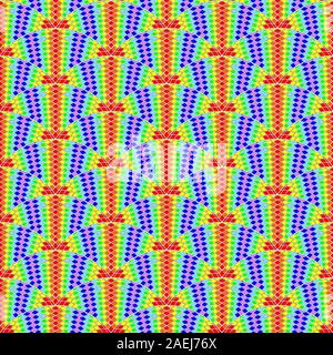 Rainbow mosaic composed of small squares.  Seamless pattern . Color vector illustration. Stock Vector
