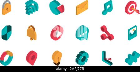 advertising commerce marketing icons set isometric vector illustration Stock Vector