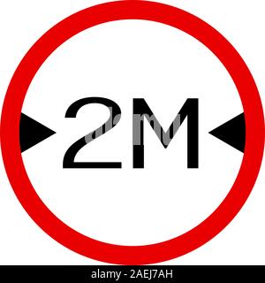 Traffic sign width limit 2 meters vector illustration. Red circle sign commonly used near bridges and lanes. Stock Vector