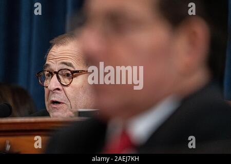 Washington, USA. 9th Dec 2019. House Judiciary Committee Chairman Jerrold Nadler (D-NY)  before the House Judiciary Committee during an? impeachment inquiry into President Trump in the Longworth House Office bldg on Capital Hill Monday, Dec. 9, 2019, in Washington, DC. Credit: Sipa USA/Alamy Live News Stock Photo