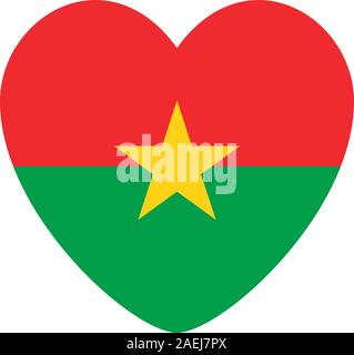 Burkina Faso flag heart shape icon vector graphics design. Stock Vector