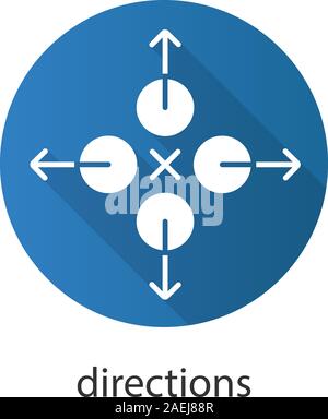Directions flat design long shadow glyph icon. Abstract metaphor. Vector silhouette illustration Stock Vector