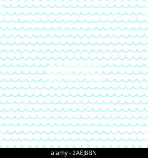 Blue line wave on a white background. Seamless pattern of sea waves. Color vector illustration., Blue line wave on a white background. Seamless patter Stock Vector