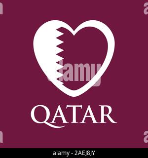 Qatar flag heart shape vector illustration. Perfect for greeting card, backgrounds, backdrop, poster, calender, etc. Stock Vector