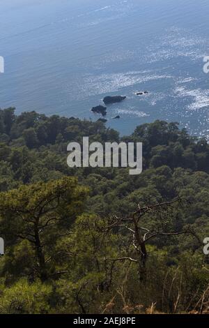 View from the mountain to the Blue Oludeniz Valley, beautiful background, Turkey Stock Photo