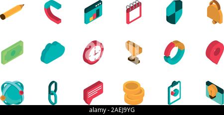 advertising commerce marketing icons set isometric vector illustration Stock Vector
