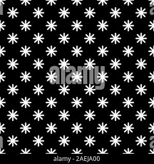 Modern star asterisk shape seamless pattern vector background. Black, white. Stock Vector
