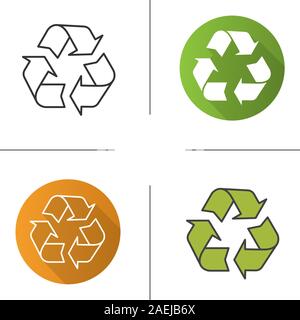 Recycle symbol icon. Flat design, linear and color styles. Isolated vector illustrations Stock Vector