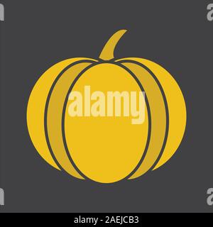 Pumpkin glyph color icon. Silhouette symbol on black background. Negative space. Vector illustration Stock Vector