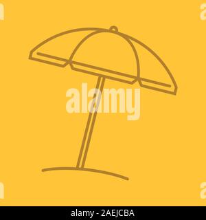 Beach umbrella color linear icon. Parasol. Thin line outline symbols on color background. Vector illustration Stock Vector