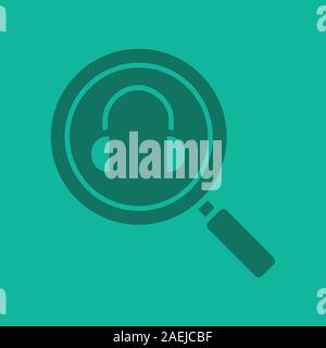 Online music search glyph color icon. Silhouette symbol. Magnifying glass with headphones. Negative space. Vector isolated illustration Stock Vector
