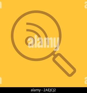 Rss feed search color linear icon. Magnifying glass. Thin line outline symbols on color background. Vector illustration Stock Vector