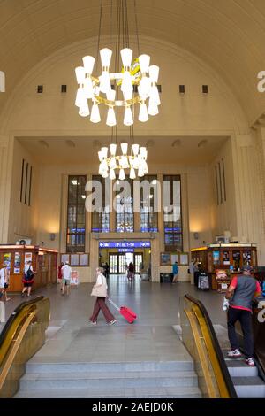 Interior of Helsinki Railway Station, Rautatientori, Helsinki,Scandinavia, Finland,Europe. Stock Photo