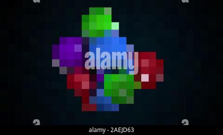 Computer generated 8 bit effect, colorful pixelated backdrop, 3d ...