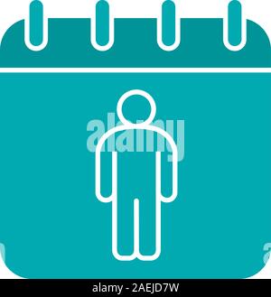 International Men's Day glyph color icon. Calendar page with man. Silhouette symbol on black background. Negative space. Vector illustration Stock Vector
