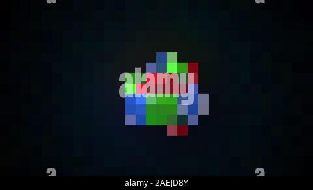 Computer generated 8 bit effect, colorful pixelated backdrop, 3d ...