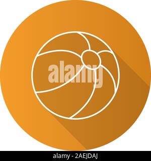Beach ball flat linear long shadow icon. Vector outline symbol Stock Vector