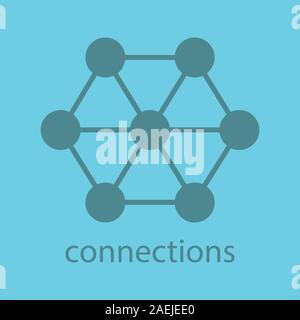 Connections glyph color icon. Silhouette symbol. Interrelation abstract metaphor. Structure. Negative space. Vector isolated illustration Stock Vector