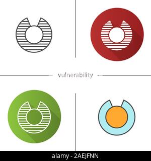 Vulnerability icon. Flat design, linear and color styles. Isolated vector illustrations Stock Vector