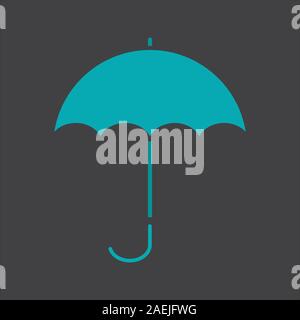 Umbrella glyph color icon. Opened rain umbrella. Silhouette symbol on black background. Negative space. Vector illustration Stock Vector