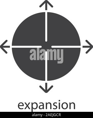 Expansion glyph icon. Silhouette symbol. Expand abstract metaphor. Negative space. Vector isolated illustration Stock Vector