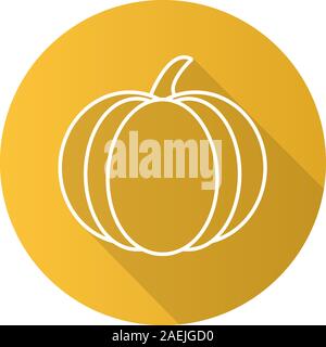 Pumpkin flat linear long shadow icon. Vector outline symbol Stock Vector