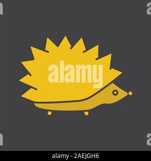 Hedgehog glyph color icon. Urchin. Silhouette symbol on black background. Negative space. Vector illustration Stock Vector