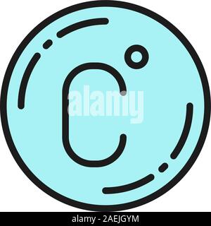 Vector temperature in Celsius, thermometer flat color line icon. Stock Vector