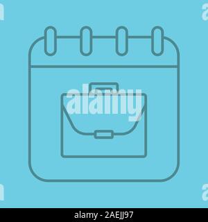 Work schedule color linear icon. Calendar page with briefcase. Thin line outline symbols on color background. Vector illustration Stock Vector