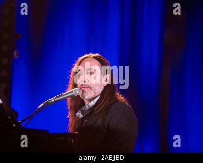 DECEMBER 7, 2019 - ASTI (ITALY): songwriter Manuel Agnelli of Afterhours plays with Rodrigo D'Erasmo live at Palco 19 Stock Photo