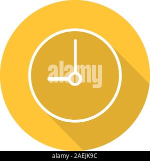 Clock flat linear long shadow icon. Time. Vector line symbol Stock Vector