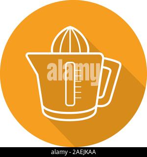 Juicer flat linear long shadow icon. Squeezer. Vector outline symbol Stock Vector