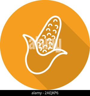 Corn flat linear long shadow icon. Maize. Vector outline symbol Stock Vector