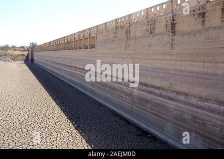View over parched and empty dam wall
