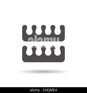 Pedicure toe separators glyph icon. Drop shadow silhouette symbol. Negative space. Vector isolated illustration Stock Vector