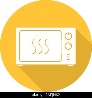 Microwave oven flat design long shadow icon. Vector silhouette symbol Stock Vector