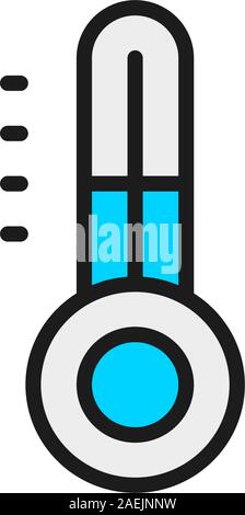 Fridge thermometer flat color line icon. Isolated on white background Stock Vector