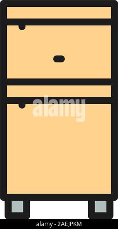 Freezer fridge flat color line icon. Isolated on white background Stock Vector