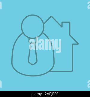 Broker, realtor color linear icon. Thin line outline symbols on color background. Real estate market agent. Vector illustration Stock Vector