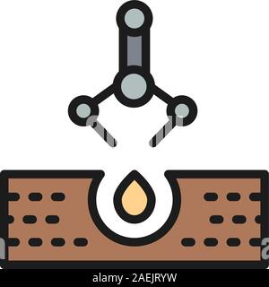 Automatic planting seeds flat color line icon. Isolated on white background Stock Vector