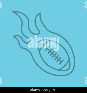 Burning rugby ball linear icon. Thin line outline symbols on color background. Vector illustration Stock Vector