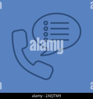 Phone settings color linear icon. Handset with preferences inside speech bubble. Thin line outline symbols on color background. Vector illustration Stock Vector
