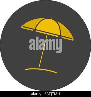 Beach umbrella glyph color icon. Silhouette symbol on black background. Negative space. Vector illustration Stock Vector