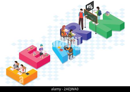 A vector illustration of Education Isometric Conceptual Stock Vector