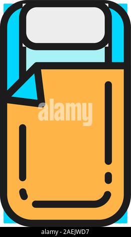 Tourist sleeping bag, hiking equipment flat color line icon. Stock Vector