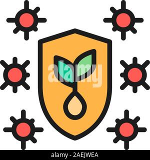 Vector plant protection against pests flat color line icon. Stock Vector